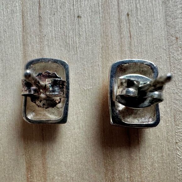 Sterling Silver Modernist Stud Earrings - Picture 6 of 8